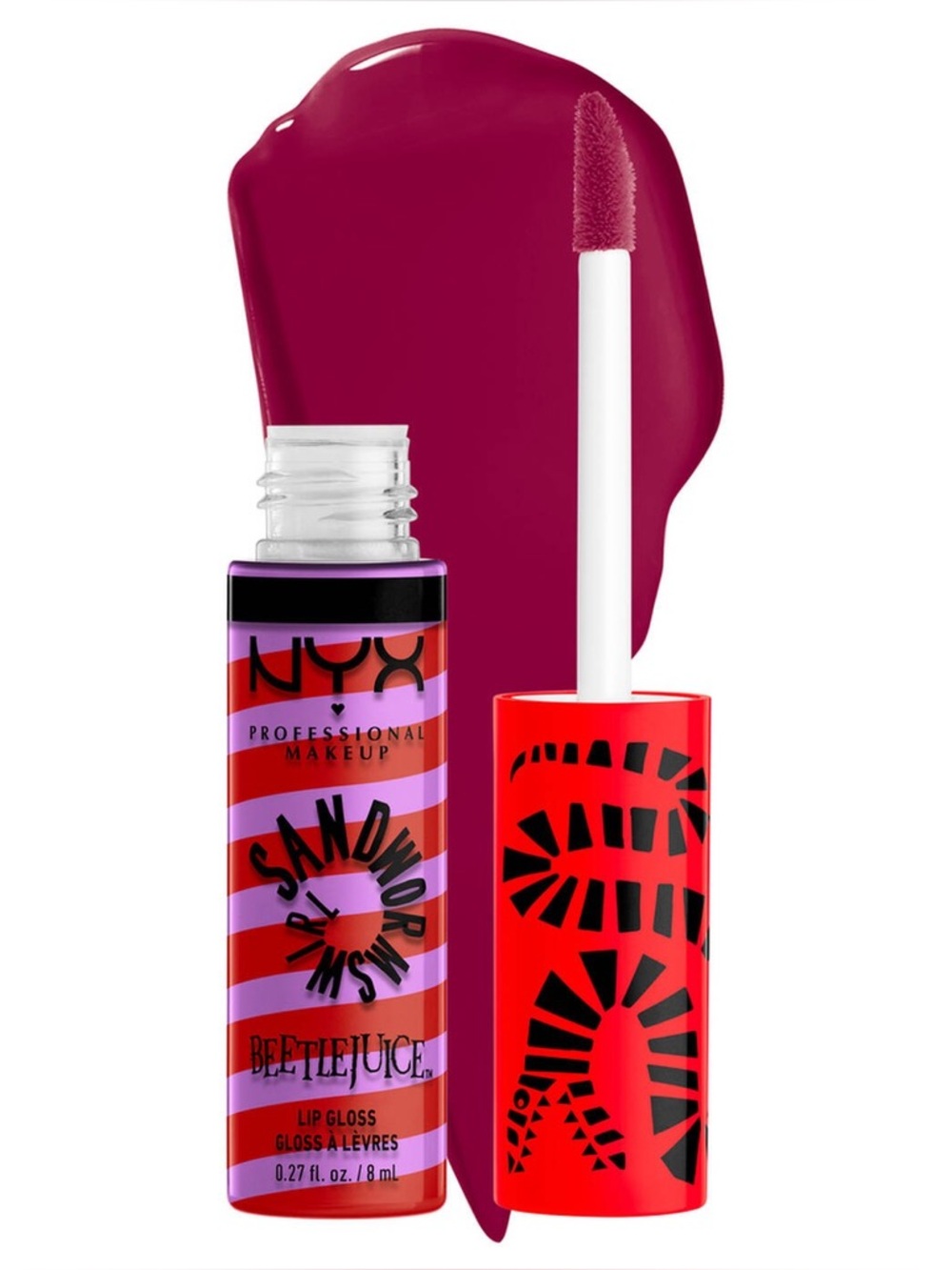 🆕 NYX Limited Edition Beetlejuice Lip Gloss 03 Red + Purple Butter Gloss